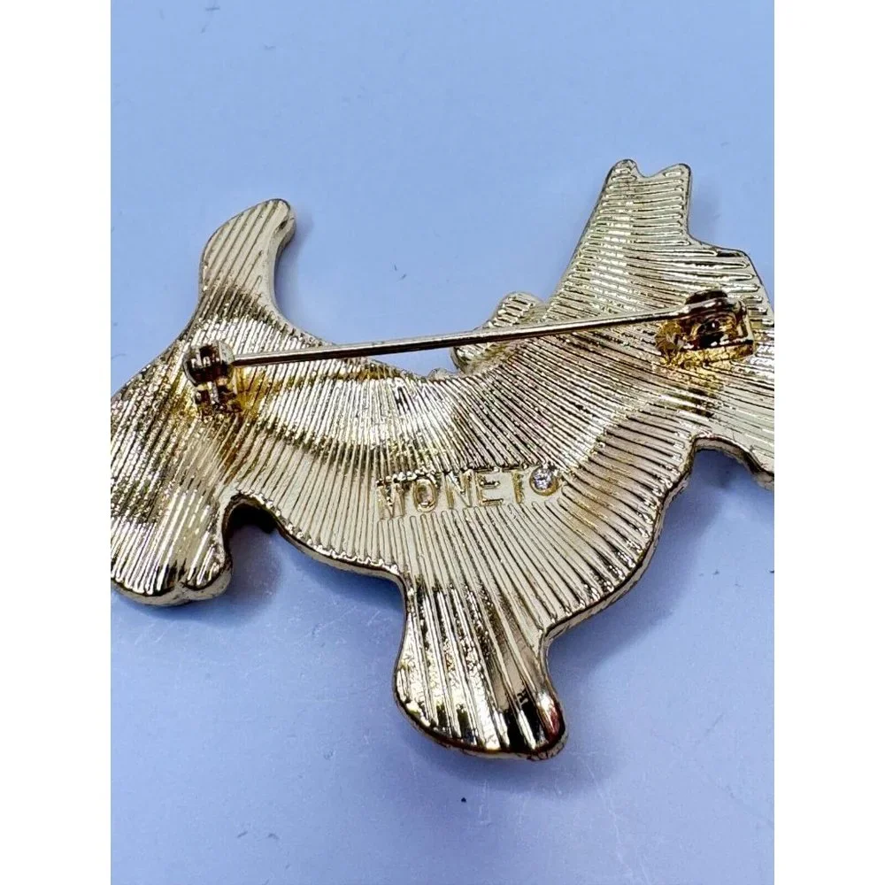 Signed Monet Scottish Terrier Scotty Dog Christmas Holiday Pin Brooch Jewelry 2" - Picture 5 of 5